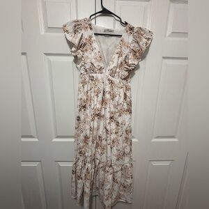 Abercrombie & Fitch Flutter Sleeve Tiered Midi Dress